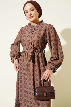 Alternative view of Ruffled Neckline Authentic Dress Khaki