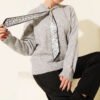Mock Neck Sweater with Scarf Detail Grey