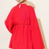 Pleated Collar Relaxed Tunic Red - Imagen 3