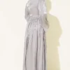 Chiffon Dress with Stone Embroidery Grey – Bild 3