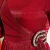 Chiffon Dress with Stone Embroidery Red – Image 4
