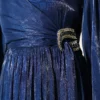 ⁦Chiffon Dress with Stone Embroidery Navy Blue⁩ - الصورة ⁦4⁩