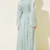 ⁦Chiffon Dress with Stone Embroidery Mint⁩ - الصورة ⁦3⁩