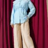 Shirt with Lace Neck and Cuffs Baby Blue - immagine 2