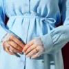 Shirt with Lace Neck and Cuffs Baby Blue - immagine 4