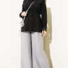 Shirt with Lace Neck and Cuffs Black - immagine 2