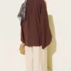 Gathered Neck Detail Tunic Brown - Imagen 3