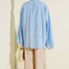 ⁦Gathered Neck Detail Tunic Blue⁩ - الصورة ⁦3⁩