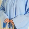 ⁦Gathered Neck Detail Tunic Blue⁩ - الصورة ⁦4⁩