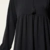 Laced Neck Tiered Dress Black – Image 4