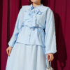 Ruffled Neckline Tied Two-Piece Set with Hem Edge Blue – Image 2