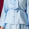 Ruffled Neckline Tied Two-Piece Set with Hem Edge Blue – Image 4