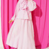 Ruffled Neckline Tied Two-Piece Set with Hem Edge Pink – Image 2