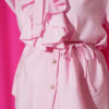 Ruffled Neckline Tied Two-Piece Set with Hem Edge Pink – Image 4