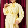 Ruffled Neckline Tied Two-Piece Set with Hem Edge Yellow - Imagen 2