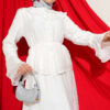 Ruffled Collar Brit Buttoned Two-Piece Set with Hem Edge White - Image 2