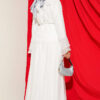 Ruffled Collar Brit Buttoned Two-Piece Set with Hem Edge White - Image 3