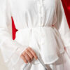 Ruffled Collar Brit Buttoned Two-Piece Set with Hem Edge White - Image 4