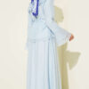Ruffled Collar Brit Buttoned Two-Piece Set with Hem Edge Blue - immagine 3