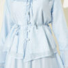 Ruffled Collar Brit Buttoned Two-Piece Set with Hem Edge Blue - immagine 4