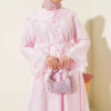 Ruffled Collar Brit Buttoned Two-Piece Set with Hem Edge Pink - Image 2