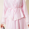 Ruffled Collar Brit Buttoned Two-Piece Set with Hem Edge Pink - Image 4
