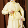 Ruffled Collar Brit Buttoned Two-Piece Set with Hem Edge Yellow - Image 2