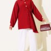 Side-Tied Vertical Striped Shirt Burgundy - Image 2