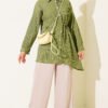⁦Side-Tied Vertical Striped Shirt Khaki⁩ - الصورة ⁦2⁩