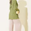 ⁦Side-Tied Vertical Striped Shirt Khaki⁩ - الصورة ⁦3⁩