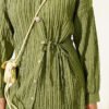 ⁦Side-Tied Vertical Striped Shirt Khaki⁩ - الصورة ⁦4⁩