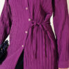 Side-Tied Vertical Striped Shirt Purple - Image 4