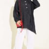 Side-Tied Vertical Striped Shirt Black – Bild 2