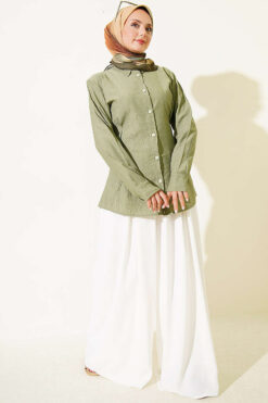 Alternative view of Side-Slit Tailored Shirt Hazel