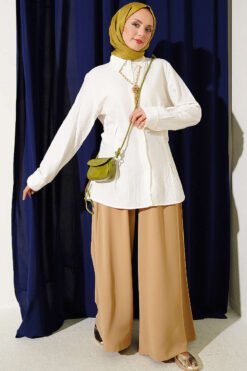 Alternative view of Side-Slit Tailored Shirt Ecru