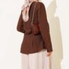 Side-Slit Tailored Shirt Brown – Image 3