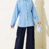 Side-Slit Tailored Shirt Blue – Image 2