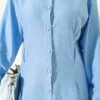 Side-Slit Tailored Shirt Blue – Image 4
