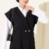 Side Tie Vest Set Black – Image 2