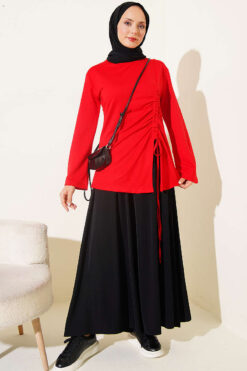 Alternative view of Side Drawstring Tunic Red