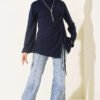 Side Drawstring Tunic Navy Blue – Image 2