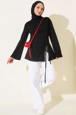 Alternative view of Side Drawstring Tunic Black