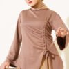 Side Drawstring Tunic Brown