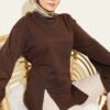 Side Tie Slit Tunic Brown