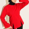 Side Tie Slit Tunic Red