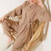 Buttoned Side-Belted Two-Piece Set Mink