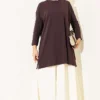 Side Slit Basic Tunic Dark Brown - Imagen 2