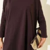Side Slit Basic Tunic Dark Brown - Imagen 4