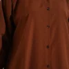 Button-Up Long Shirt with Side Slits Brown - Afbeelding 4
