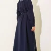 Button-Up Long Shirt with Side Slits Navy Blue – Bild 3